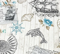 Nautical Fabric, Boat Fabric, Sea Shell Fabric, Marine Upholstery Fabric