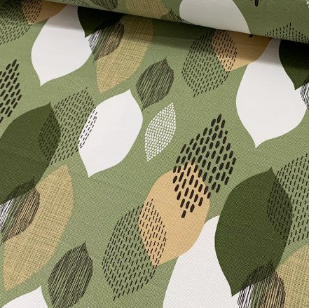 Modern Upholstery Fabric, Boho Print Fabric, Abstract Green Leaves Fabric