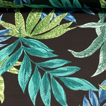 Tropical Upholstery Fabric, Botanical Curtain Fabric, Green Leaves Fabric