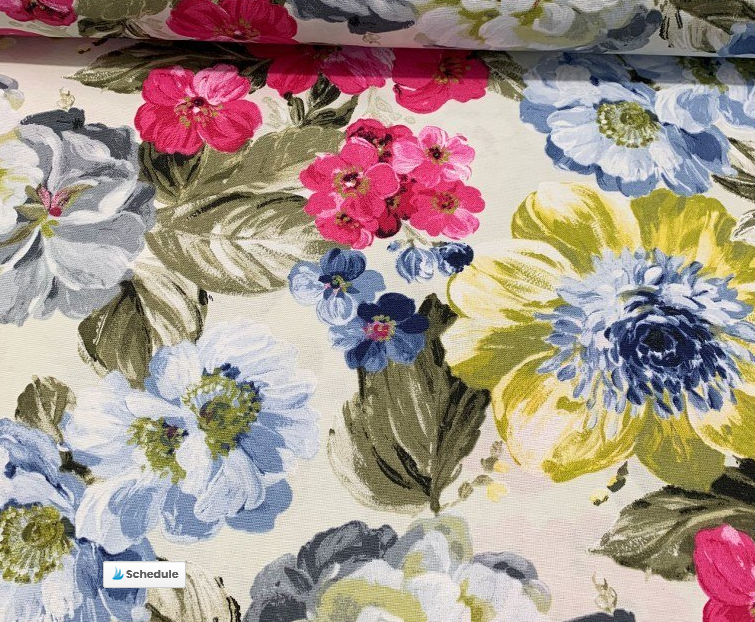 Flower Upholstery Fabric, Large Print Fabric, Floral Curtain Fabric