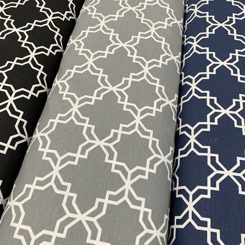 Black and White Geometric Fabric, Lattice Fabric, Cotton Canvas Upholstery Fabric