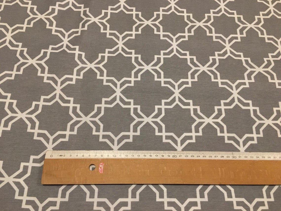 Black and White Geometric Fabric, Lattice Fabric, Cotton Canvas Upholstery Fabric