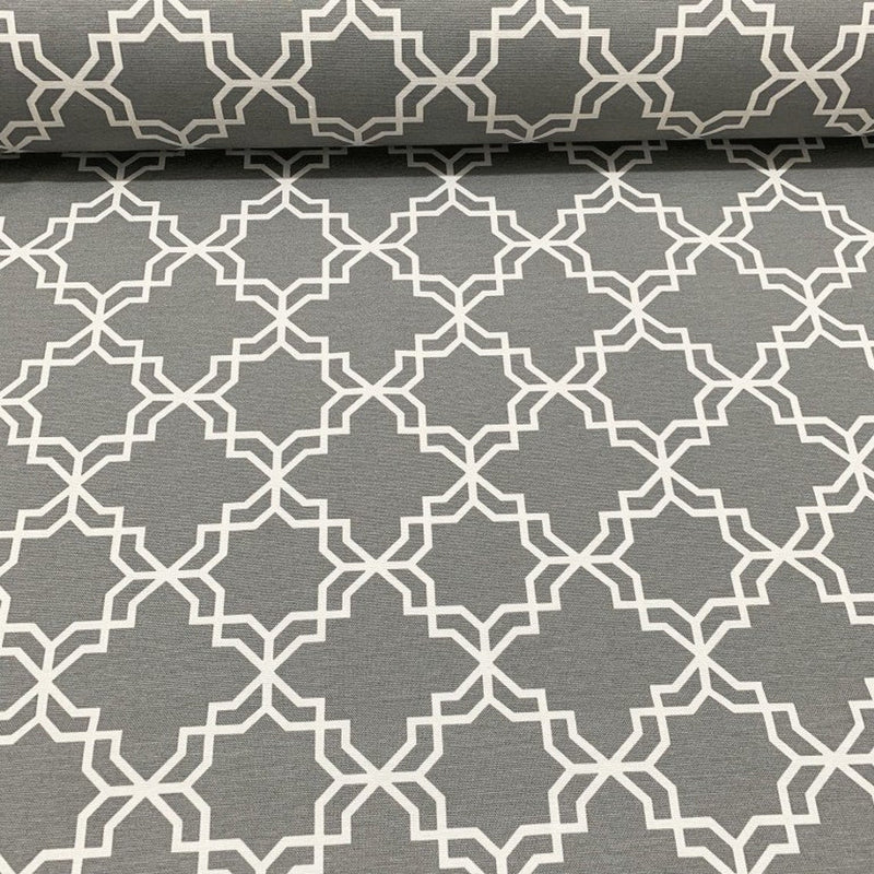 Black and White Geometric Fabric, Lattice Fabric, Cotton Canvas Upholstery Fabric