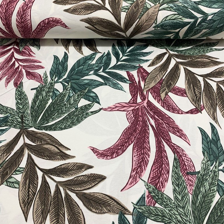 Leaves Upholstery Fabric, Botanical Cotton Fabric, Tropical Print Fabric