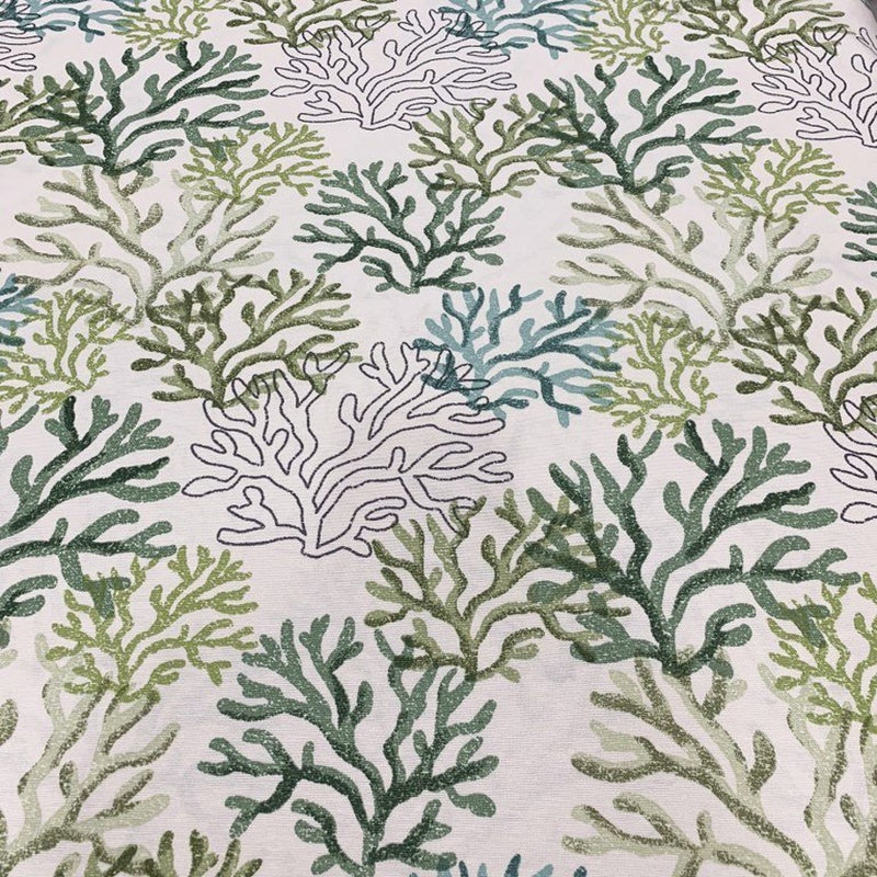 Nautical Upholstery Fabric, Green Curtain Fabric, Coral Reef Fabric