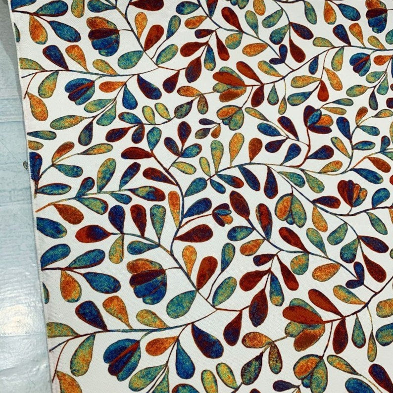 Watercolour Upholstery Fabric, Leaves Print Fabric, Multicoloured Fabric