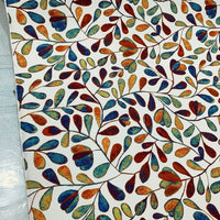 Watercolour Upholstery Fabric, Leaves Print Fabric, Multicoloured Fabric