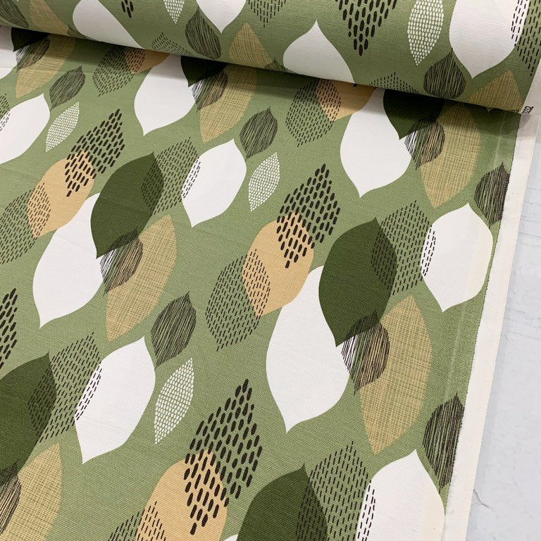Modern Upholstery Fabric, Boho Print Fabric, Abstract Green Leaves Fabric