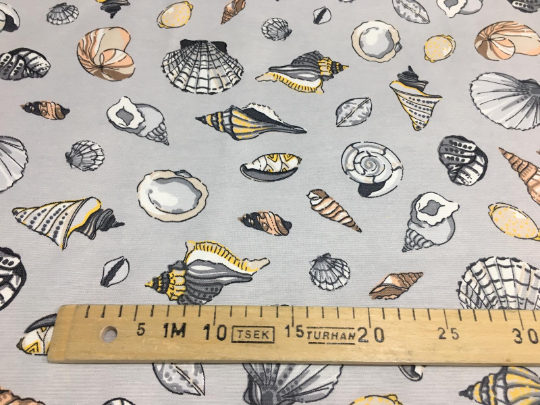 Sea Shell Fabric, Coastal Upholstery Fabric, Ocean Cotton Fabric