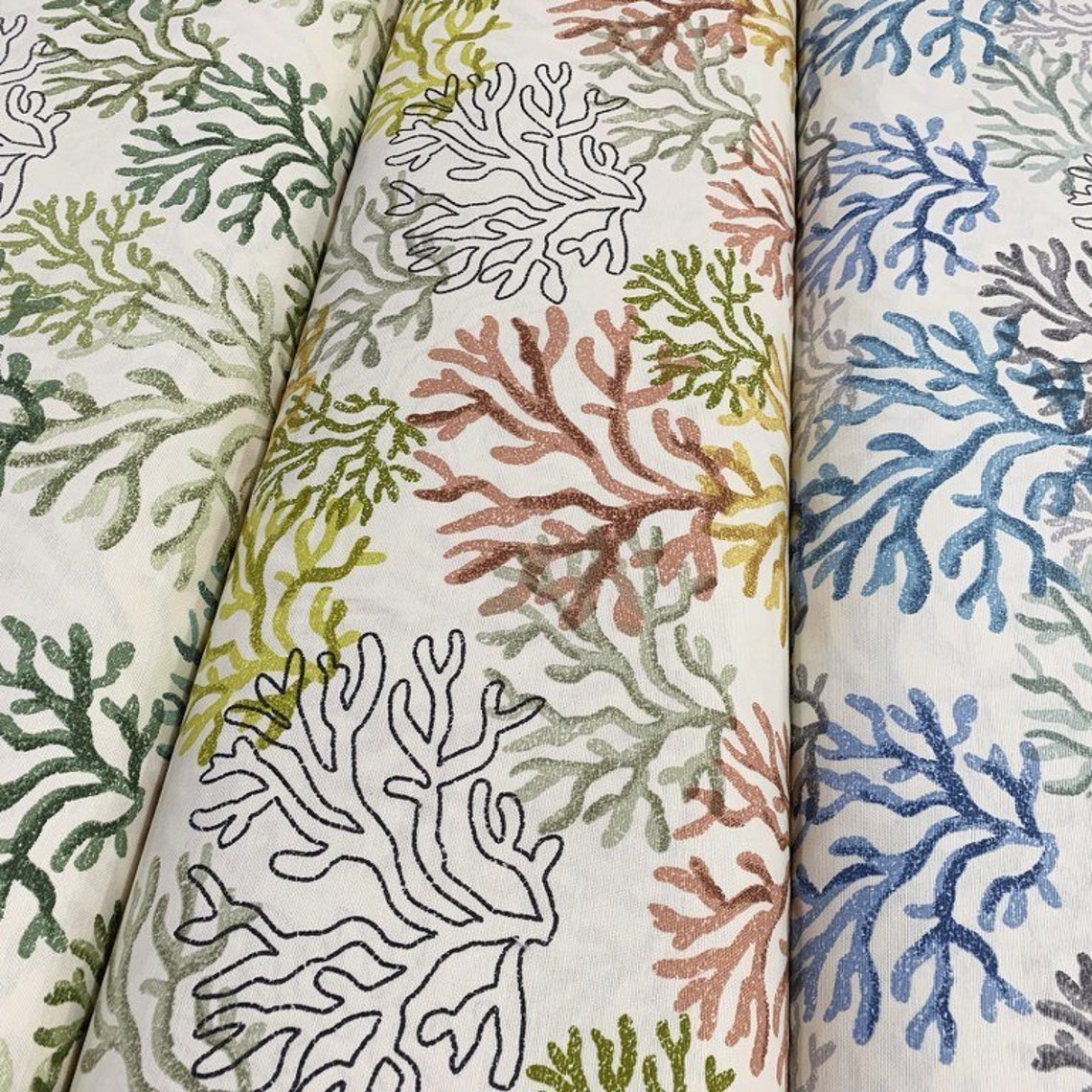 Blue Ocean Fabric, Reef Fabric, Nautical Upholstery Underwater Fabric