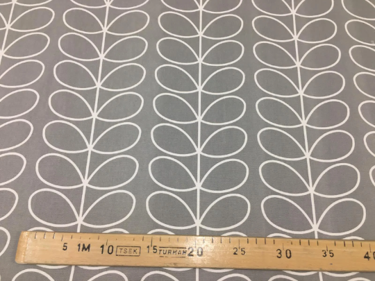 Orla Kiely Linear Stem Silver Grey Designer 100% Cotton Curtain Upholstery Fabric