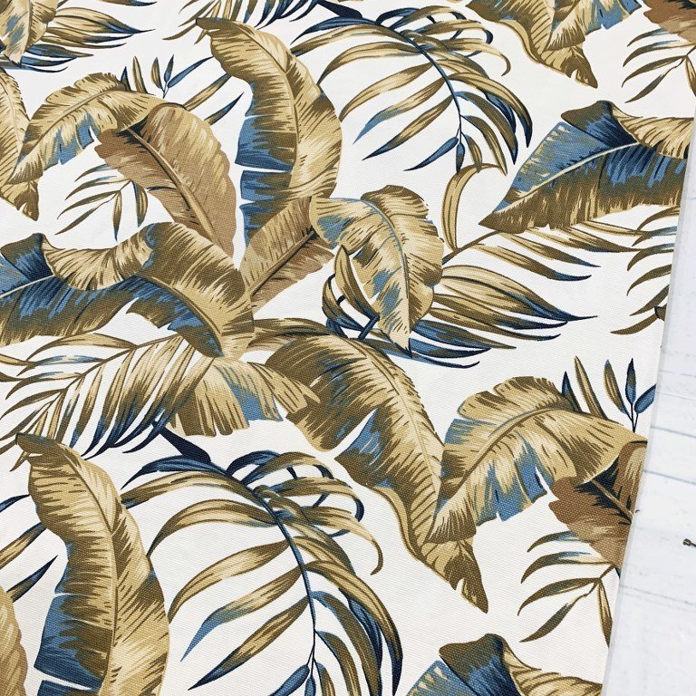 Palm Leaves Fabric, Tropical Upholstery Fabric, Brown Fall Autumn Fabric