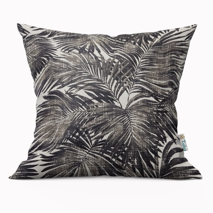 Black and White Tropical Cushion, Palm Leaves Outdoor Pillow Cover