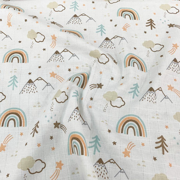 Pastel Rainbow Fabric, Baby Muslin Fabric, Cotton Double Gauze Fabric