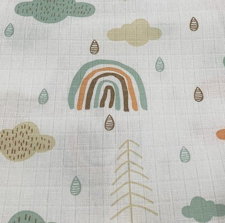Cotton Double Gauze Fabric, Rainbow Baby Fabric, Soft Printed Muslin Fabric