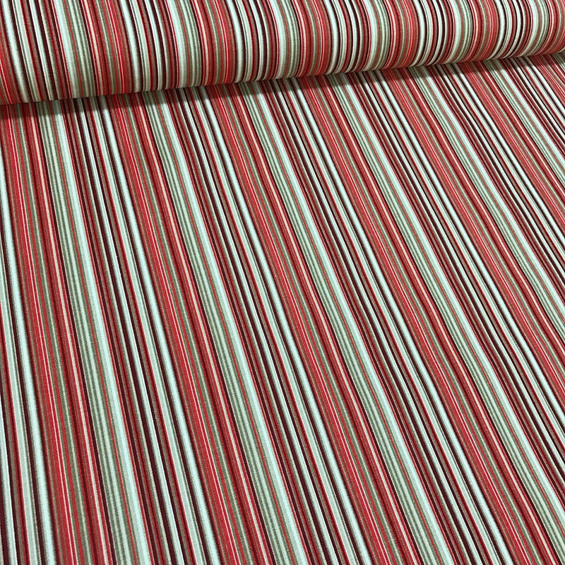 Stripe Canvas Fabric, Burgundy Upholstery Fabric, Dusty Rose Cotton Curtain Fabric