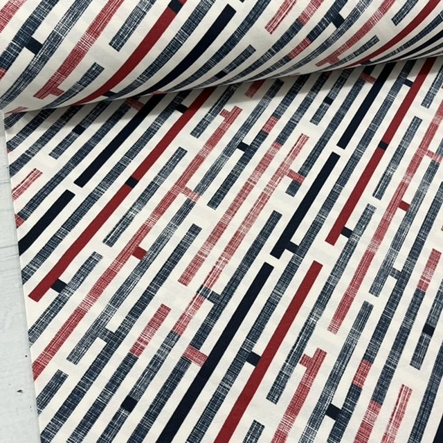 Stripe Upholstery Fabric, Modern Geometric Fabric, Red White Stripe Fabric