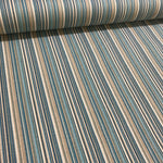 Teal Stripe Fabric, Petrol Blue Upholstery Fabric, Cotton Duck Curtain Fabric