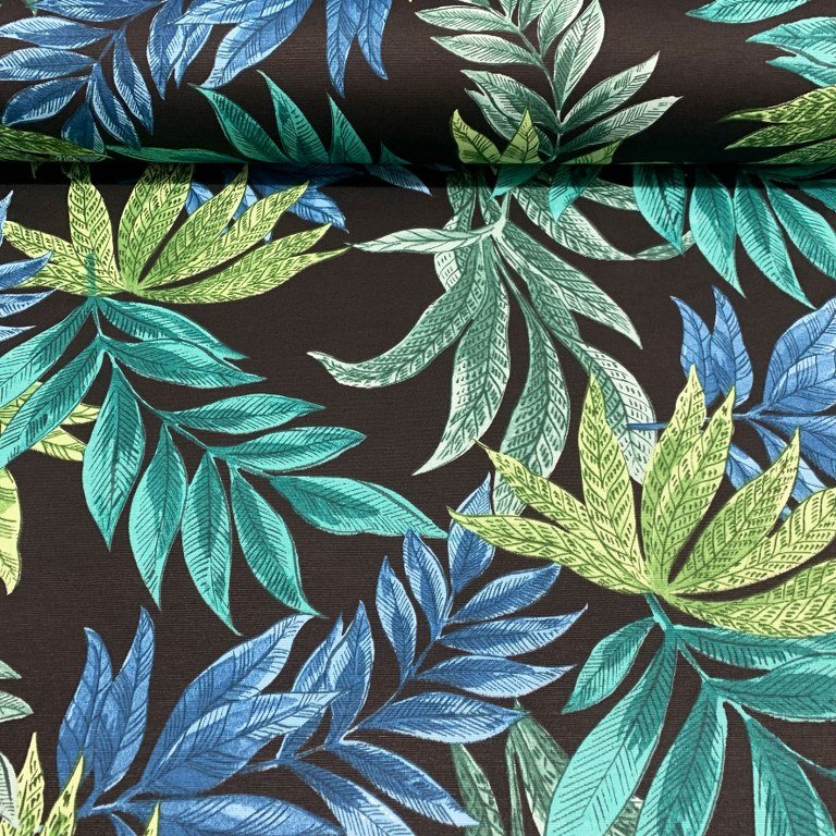 Tropical Upholstery Fabric, Botanical Curtain Fabric, Green Leaves Fabric