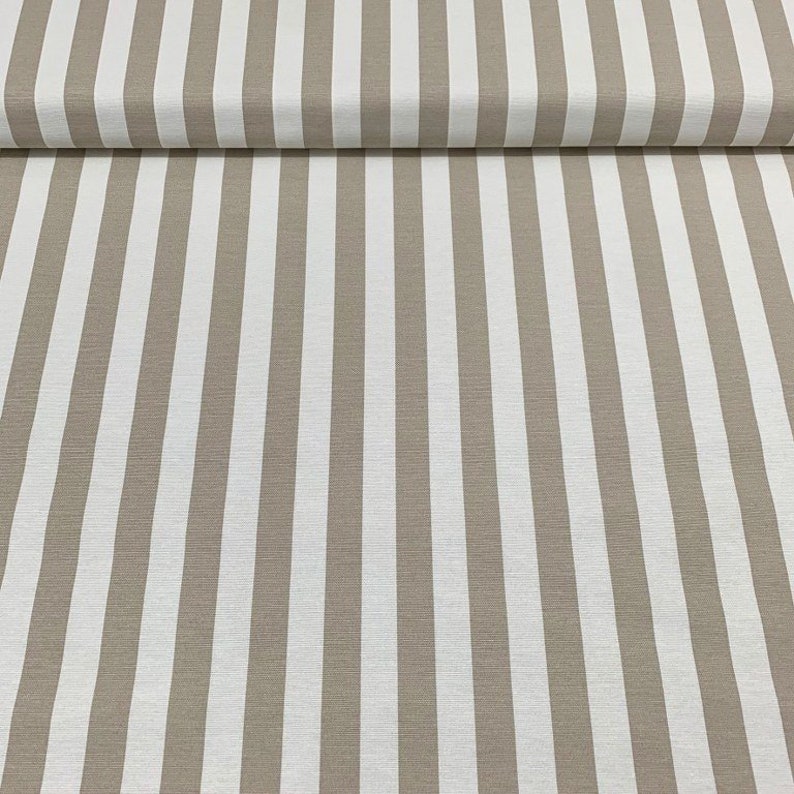 Stripe Canvas Fabric, Beige Upholstery Fabric