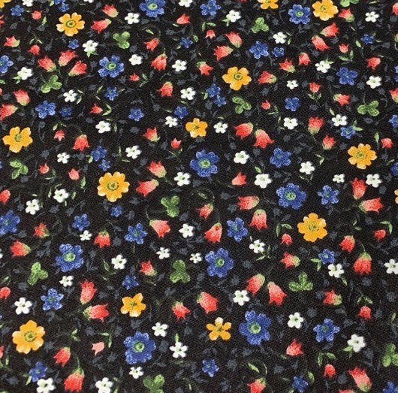 Beige Floral Fabric, Small Flower Fabric, Cotton Dressmaking Fabric
