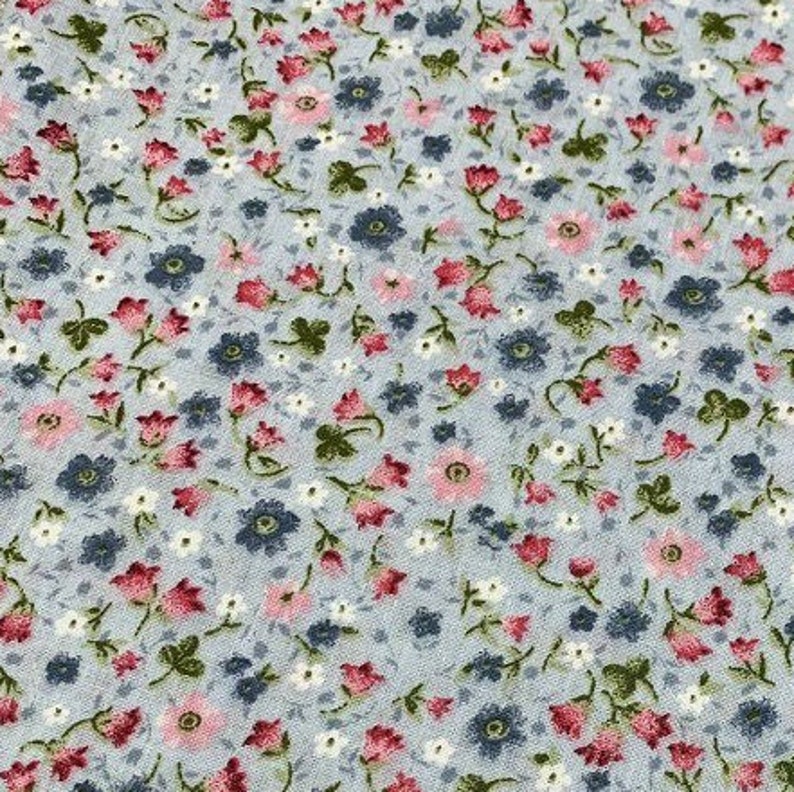 Beige Floral Fabric, Small Flower Fabric, Cotton Dressmaking Fabric