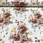 Watercolour Curtain Fabric, Brown Floral Fabric, Terracotta Upholstery Fabric