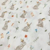 Rabbit Fabric Cotton, Bunny Fabric, Woodland Forest Animal Baby Quilting Fabric