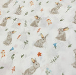 Rabbit Fabric Cotton, Bunny Fabric, Woodland Forest Animal Baby Quilting Fabric
