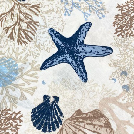 Nautical Cotton Fabric, Coastal Fabric, Sea Shell Fabric