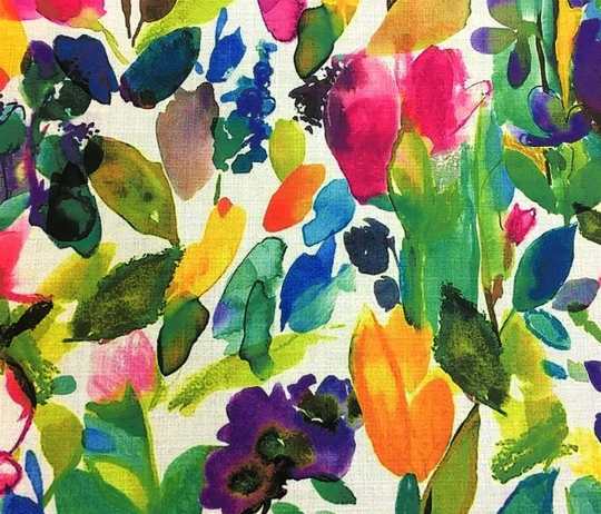 Watercolour Upholstery Fabric, Leaves Print Fabric, Colourful Painting Fabric