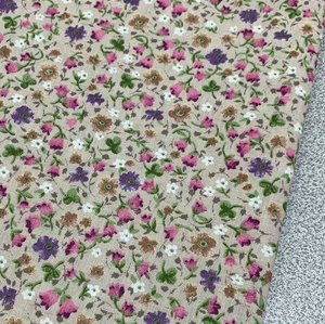 Beige Floral Fabric, Small Flower Fabric, Cotton Dressmaking Fabric