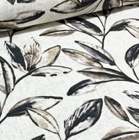 Blue Leaf Upholstery Fabric, Modern Boho Fabric, Linen Look Fabric