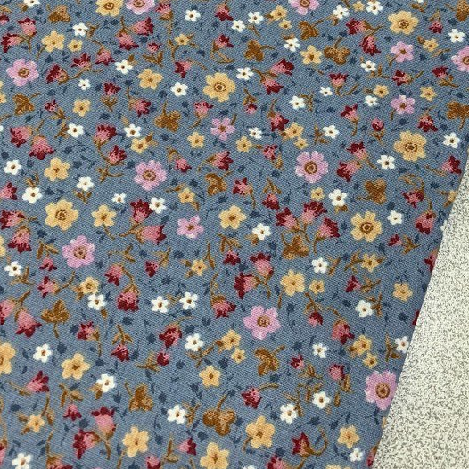 Indigo Floral Fabric, Denim Blue Fabric, Flower Pattern Cotton Fabric