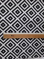 Black White Canvas Fabric, Geometric Diamond Monochrome Upholstery Fabric