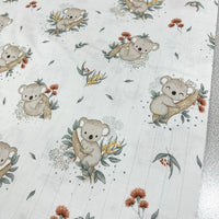 Double Gauze Baby Fabric, Koala Fabric, Patterned Animal Muslin Fabric
