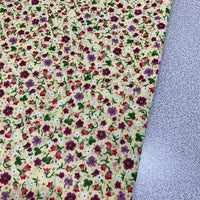 Yellow Floral Cotton Fabric, Small Flower Print Fabric, Dress Fabric