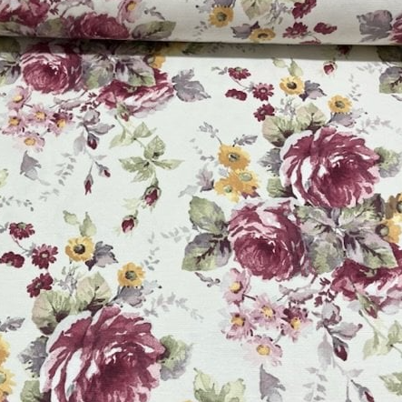 Roses Upholstery Fabric, Dusty Pink Fabric, Romantic Floral Fabric