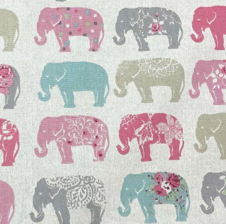 Elephant Fabric, Pink Animal Print Fabric, Farmhouse Fabric