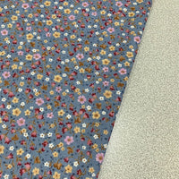 Indigo Floral Fabric, Denim Blue Fabric, Flower Pattern Cotton Fabric