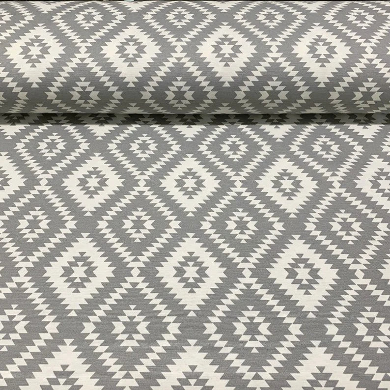 Ikat Upholstery Fabric, Geometric Canvas Fabric, Aztec Fabric