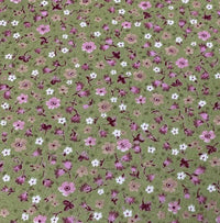 Beige Floral Fabric, Small Flower Fabric, Cotton Dressmaking Fabric