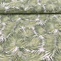 Tropical Upholstery Fabric, Black Palm Leaves Exotic Cotton Curtain Fabric