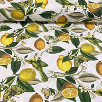 Lemon Print Fabric, Yellow Green Fruit Kitchen Upholstery Curtain Fabric