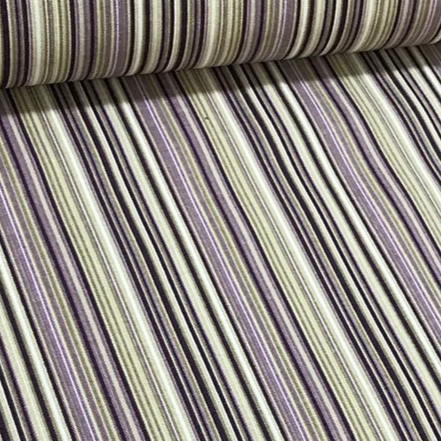 Lilac Stripe Fabric, Purple Upholstery Fabric, Lavender Cotton Canvas Curtain Fabric