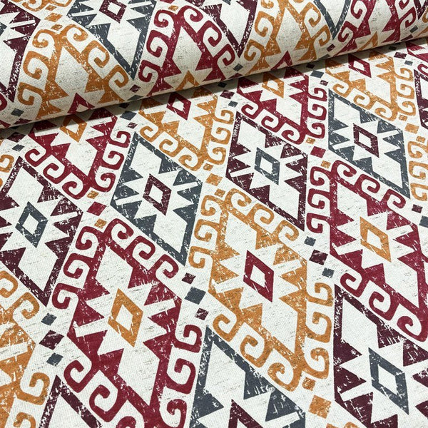 Kilim Fabric, Ethnic Upholstery Fabric, Blue Red Colourful Turkish Fabric