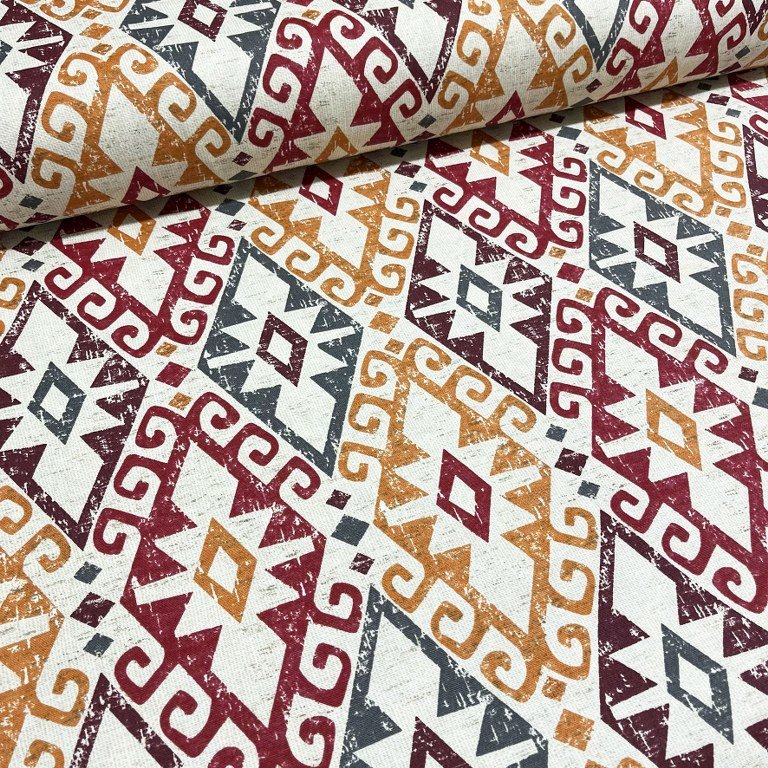 Geometric Upholstery Fabric, Yellow Grey Fabric, Southwestern Traditional Fabric