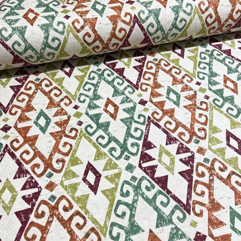 Tapestry Upholstery Fabric, Bohemian Fabric, Green Orange Oriental Fabric