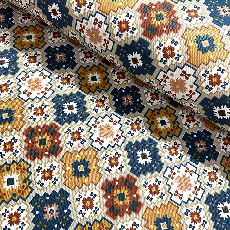 Traditional Upholstery Fabric, Turkish Multicolour Bohemian Kilim Fabric