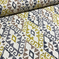 grey and yellow kilim fabric